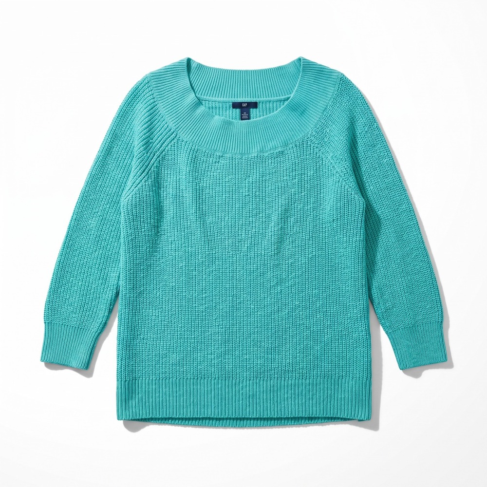 Gap XXL Teal Blue Cotton Chunky Knit Pullover Sweater Womens Casual Boho